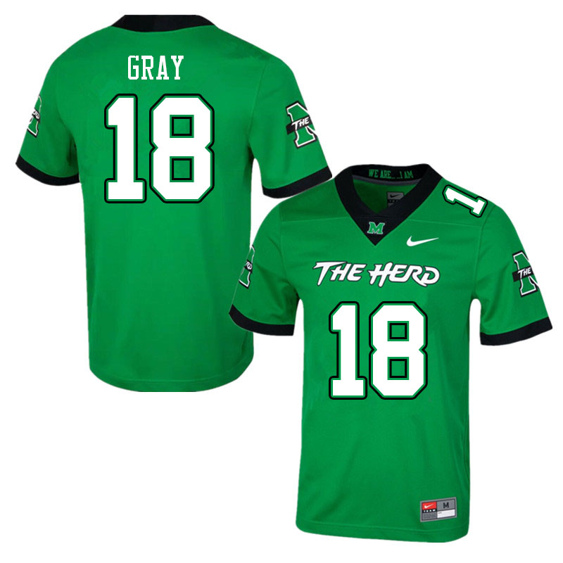 Men #18 Charlie Gray Marshall Thundering Herd College Football Jerseys Sale-Green - Click Image to Close